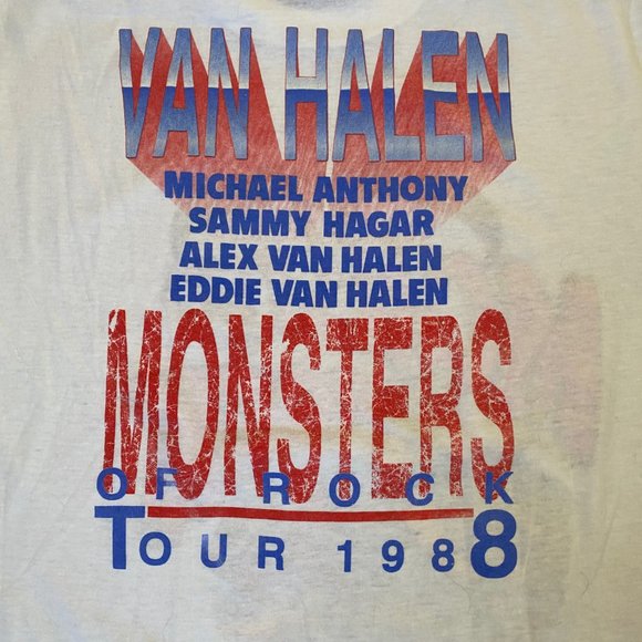 Van Halen Vintage Monsters of Rock Tour 1988 Single Stitch T-Shirt White sz XL - Picture 5 of 9